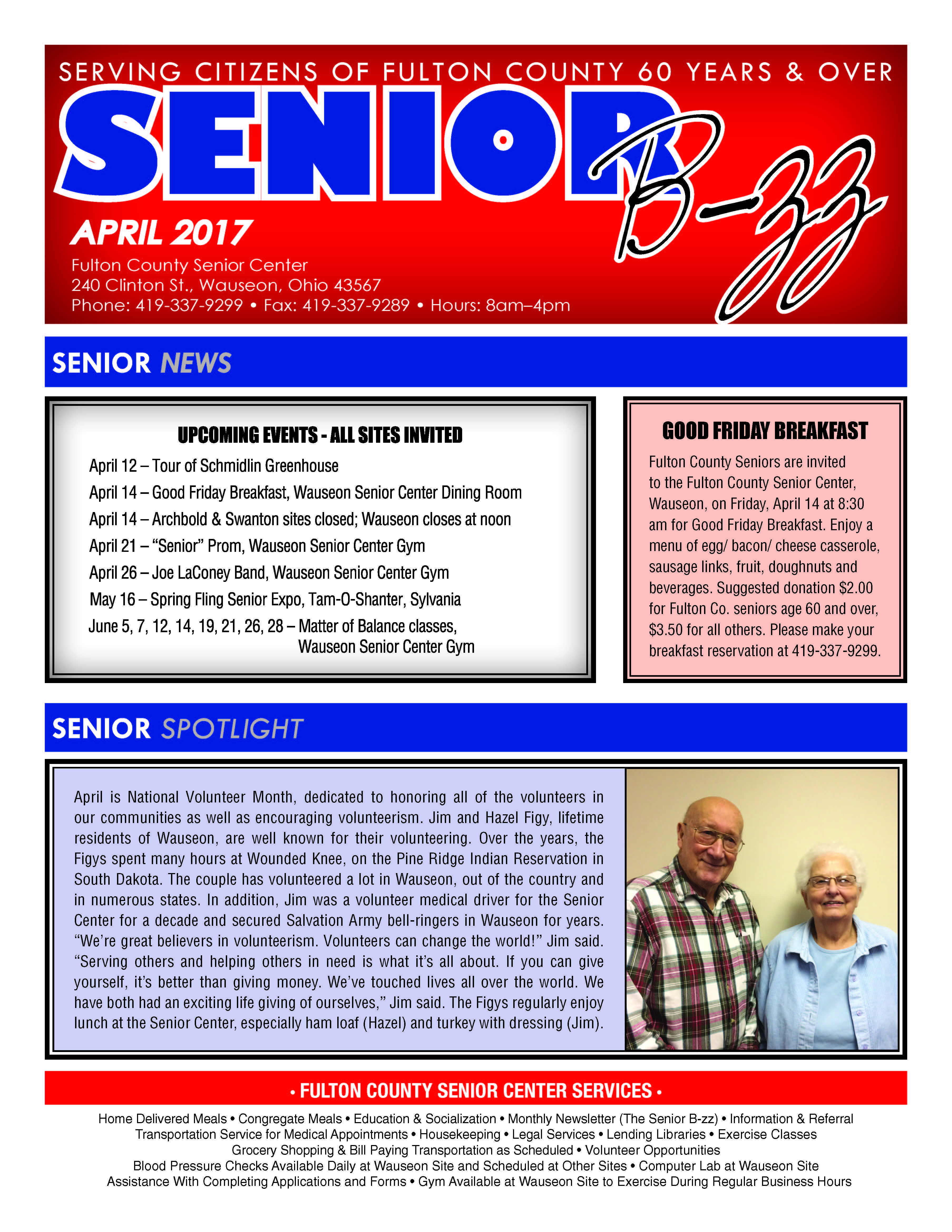 April 2017 Senior B-zz Newsletter